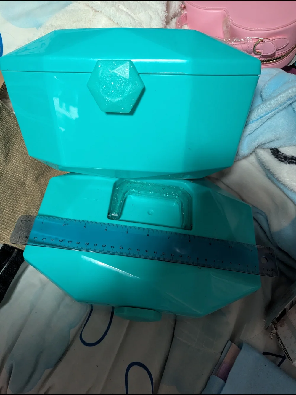 Teal Gem-Shaped Makeup Cases Craft Storage Boxes